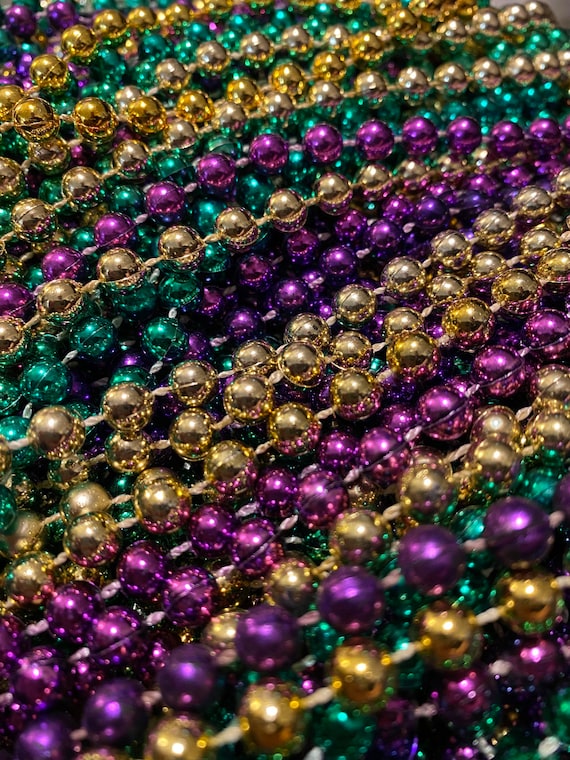 12(1 DZN) Mardi Gras Beads Necklace Round 33 Strands | Party Favors | Party Necklace | New Orleans Accessories | Mardi Gras Celebration