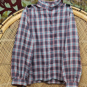 80s Women&#39;s Check Blouse By Paris Station, XL