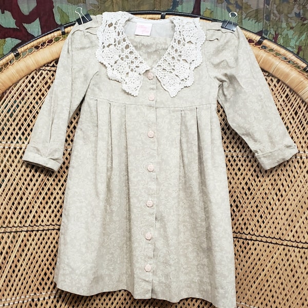 90s Cottagecore Dress With Crochet Lace Collar By Allison Rose, Girls 5