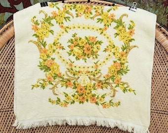 60s Yellow Floral Bath Towel By Tastemaker