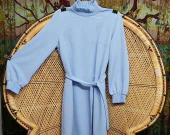 1960s Blue Knit Dress By Trends by Jerrie Lurie, Medium