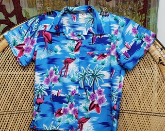 Vintage Tropical Flamingo Shirt By King Kameha, SM