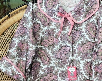 60s Paisley Pink Robe By Corduray By Coleport With Original Tag, Vintage Pink Robe, Paisley Robe, Women's MD/LG