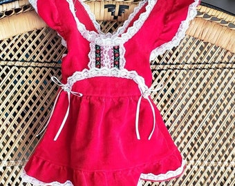 60s Red Baby Dress By Evy Of California, 18M