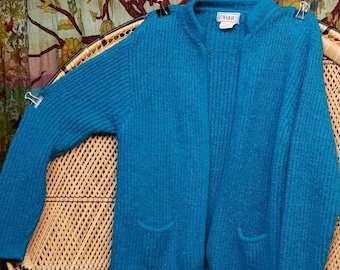 80s Teal Pocket Cardigan By Evian LTD, MD