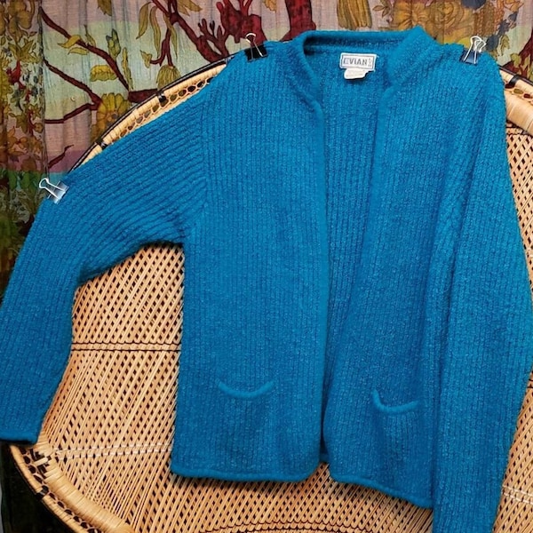 80s Teal Pocket Cardigan By Evian LTD, MD