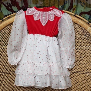 70s Red Hearts Dress by Jill Lynn Girls 6 - Etsy