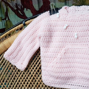 Vintage Pink Knit Baby Sweater With Cats, 6-9M