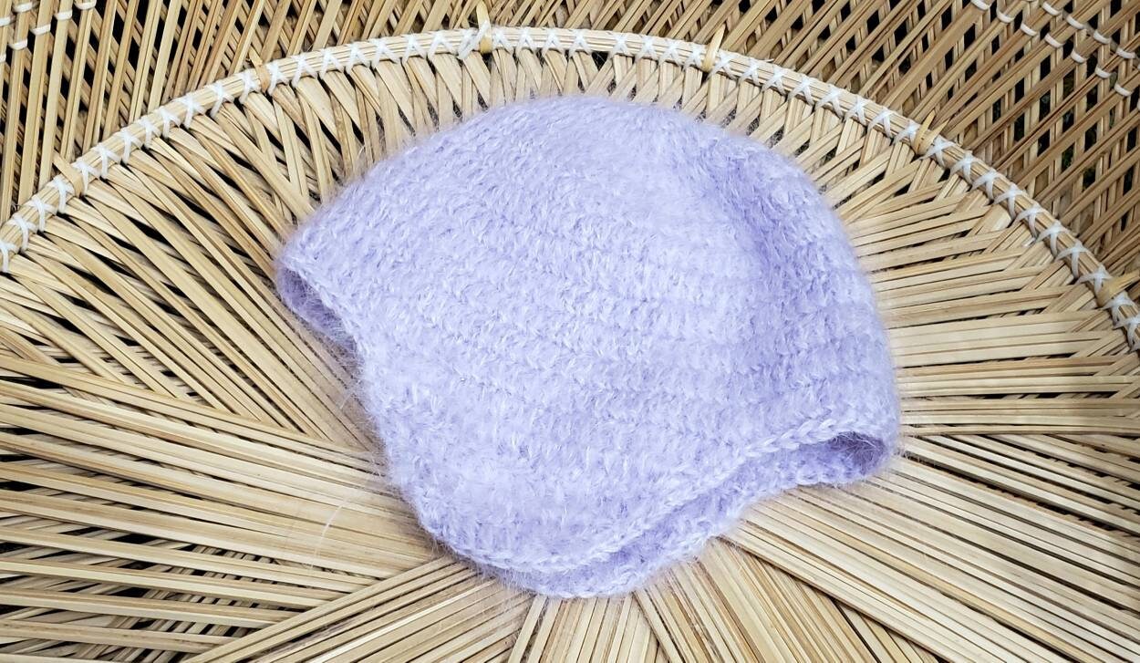 Vintage Purple Mohair Ear Flap Hat by Jacqueline Lamont  display picture 1