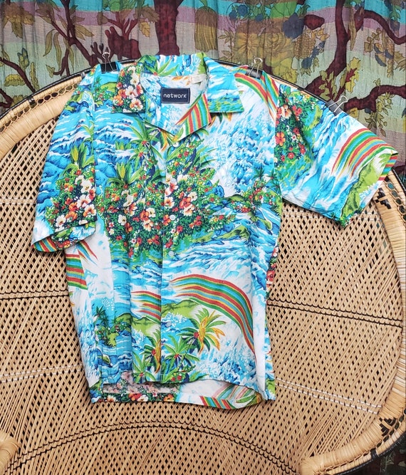 90s Rainbow Hawaiian Shirt By Network - image 2