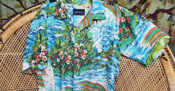 90s Rainbow Hawaiian Shirt By Network - image 4