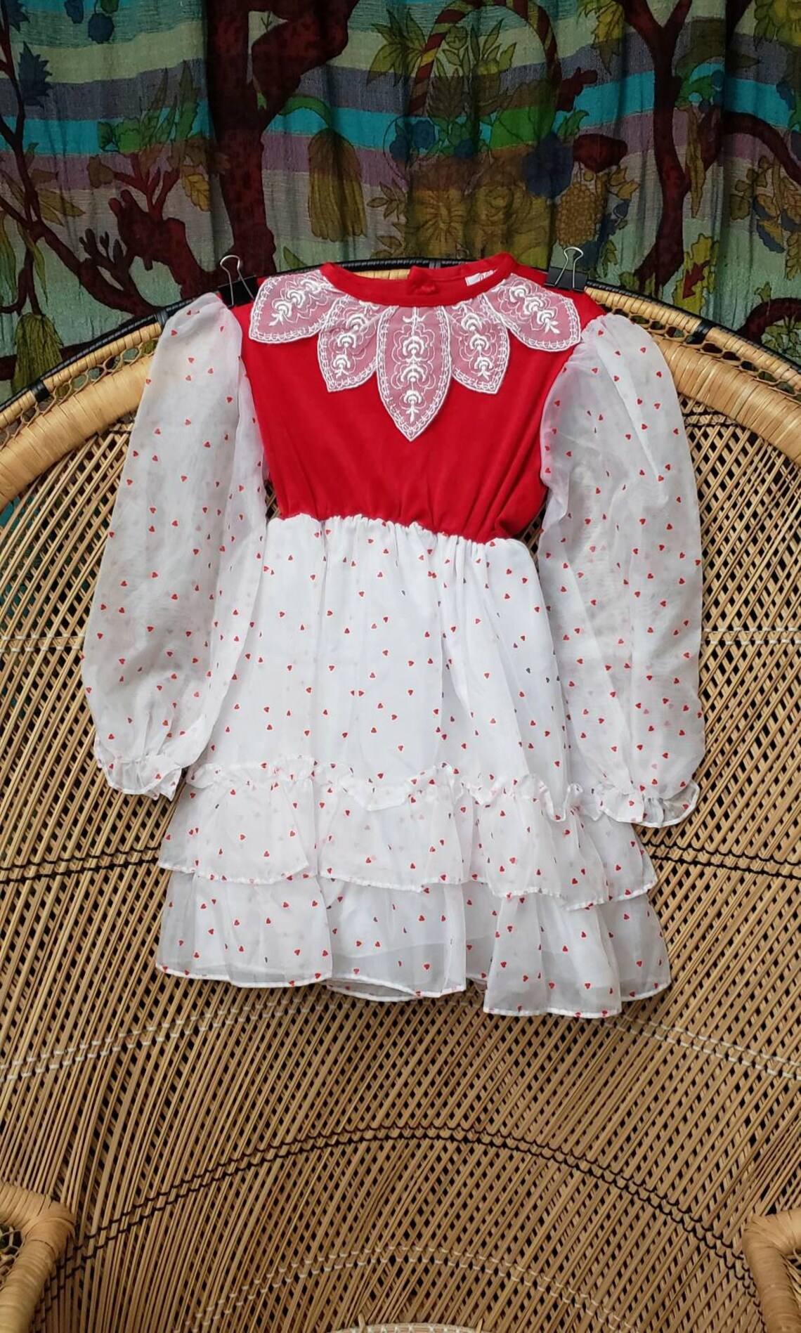 70s Red Hearts Dress by Jill Lynn Girls 6 | Etsy