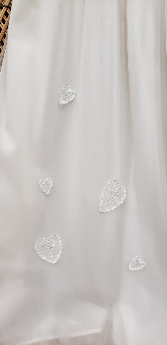 AS IS 50s White Hearts Nightgown By Rogers, Sm/Md - image 4