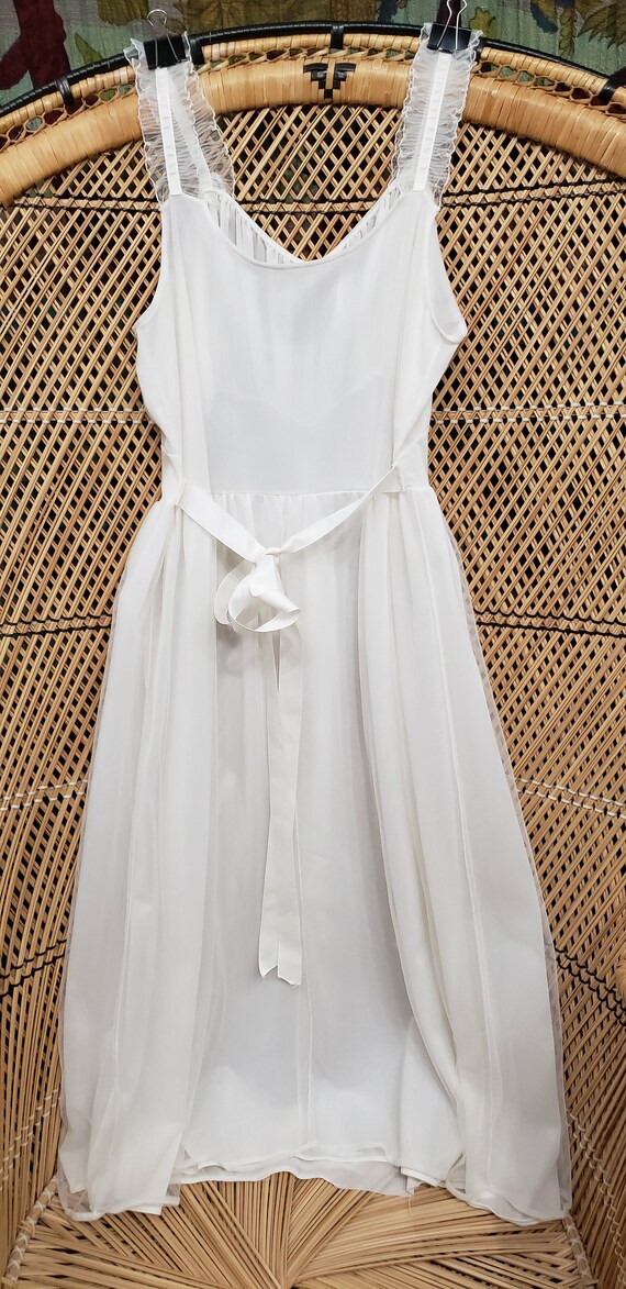 AS IS 50s White Hearts Nightgown By Rogers, Sm/Md - image 6
