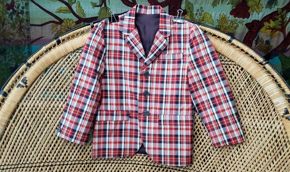 60s Boys Plaid Suit Jacket, Boys Christmas Suit Ja