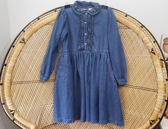 girls long sleeve denim dress Girls Button-Front Long-Sleeve Denim Dress - Blue - OshKosh B'gosh