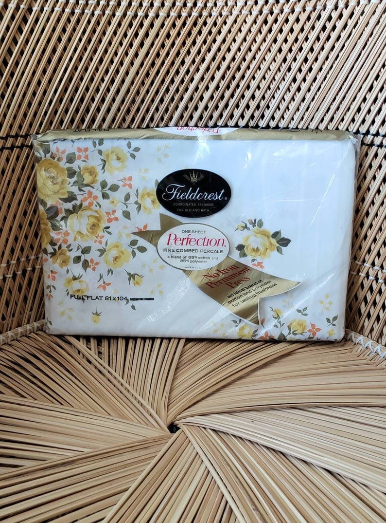 60s Yellow Rose Delight Full Flat Sheet by Fieldcrest Still Etsy