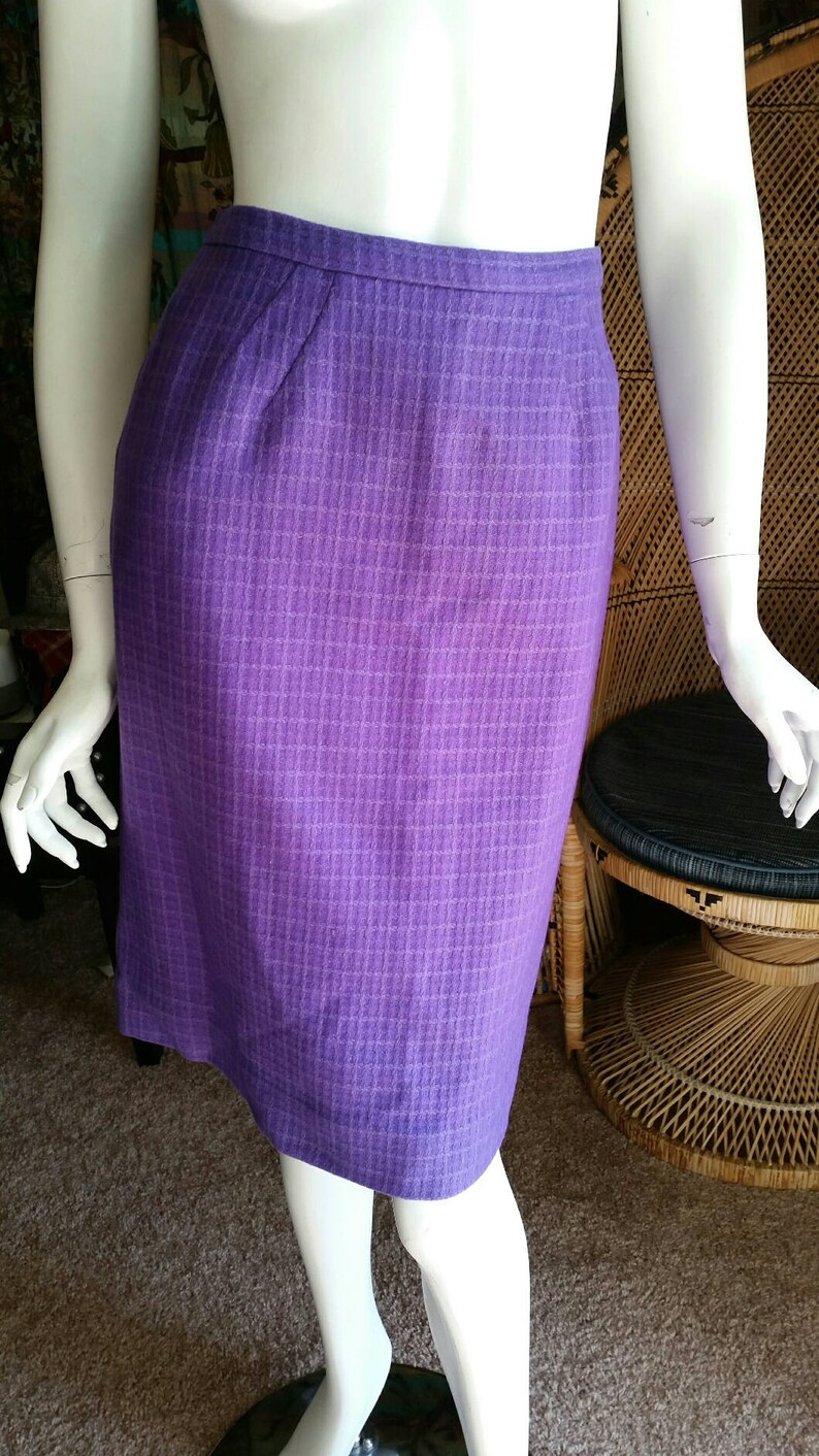 Purple Wool Blend Pencil Skirt Purple Skirt CLEARANCE 60s Purple Pencil Skirt Vintage Skirt SM Handmade Vintage Pencil Skirt