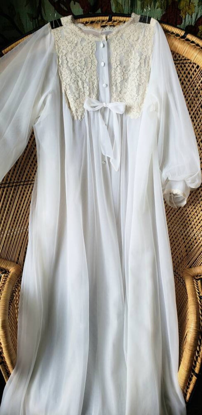 50s Romantic Sheer White Robe SM/MD - Etsy