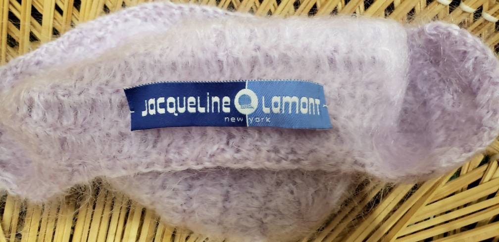 Vintage Purple Mohair Ear Flap Hat by Jacqueline Lamont  display picture 2