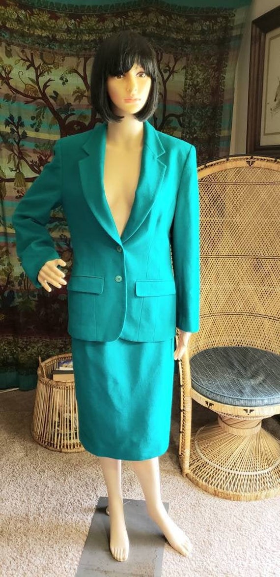 80s Teal Pendleton Suit & Skirt Set, Vintage Pendl