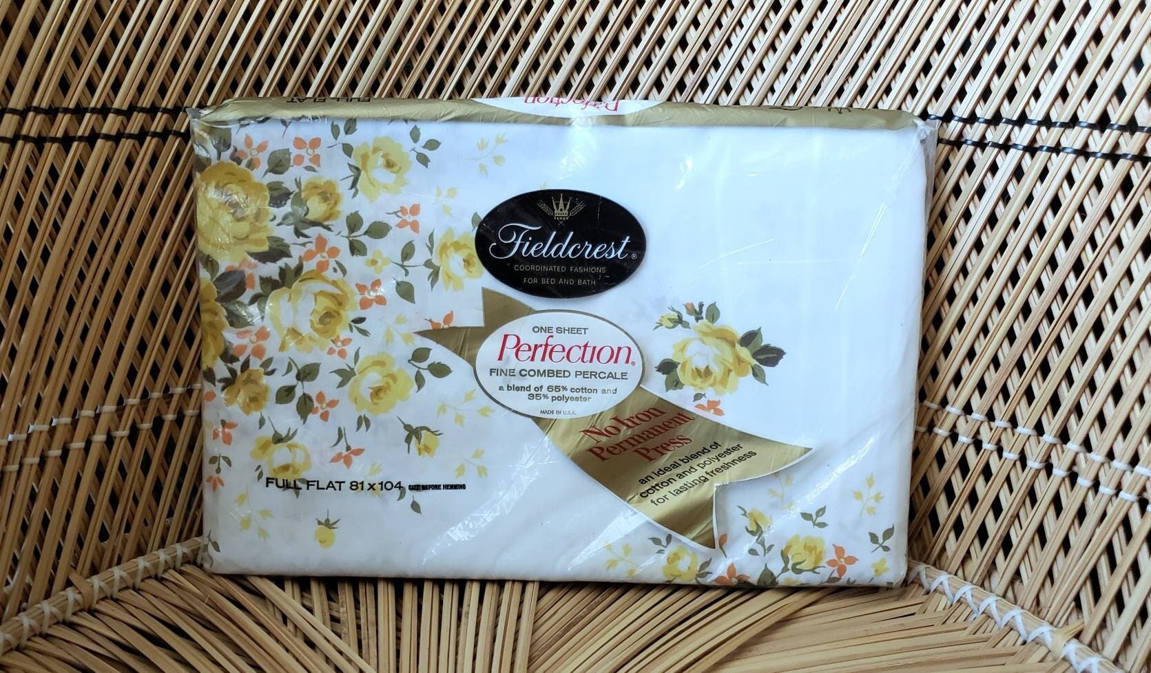 60s Yellow Rose Delight Full Flat Sheet by Fieldcrest Still Etsy