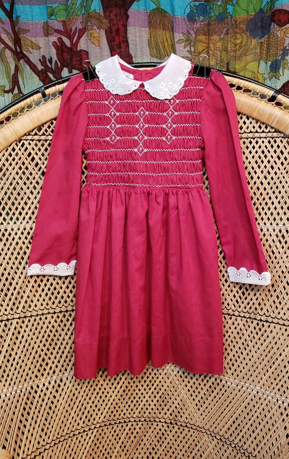 polly flinders vintage dresses Dress Sz 6/7 Thistle & Poppy Vintage Polly Flinders Hand Smocked