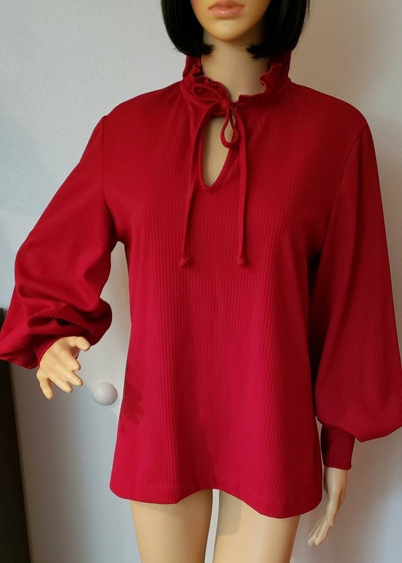 70s Ruffle Blouse With Poet Sleeves By Aldens Fash
