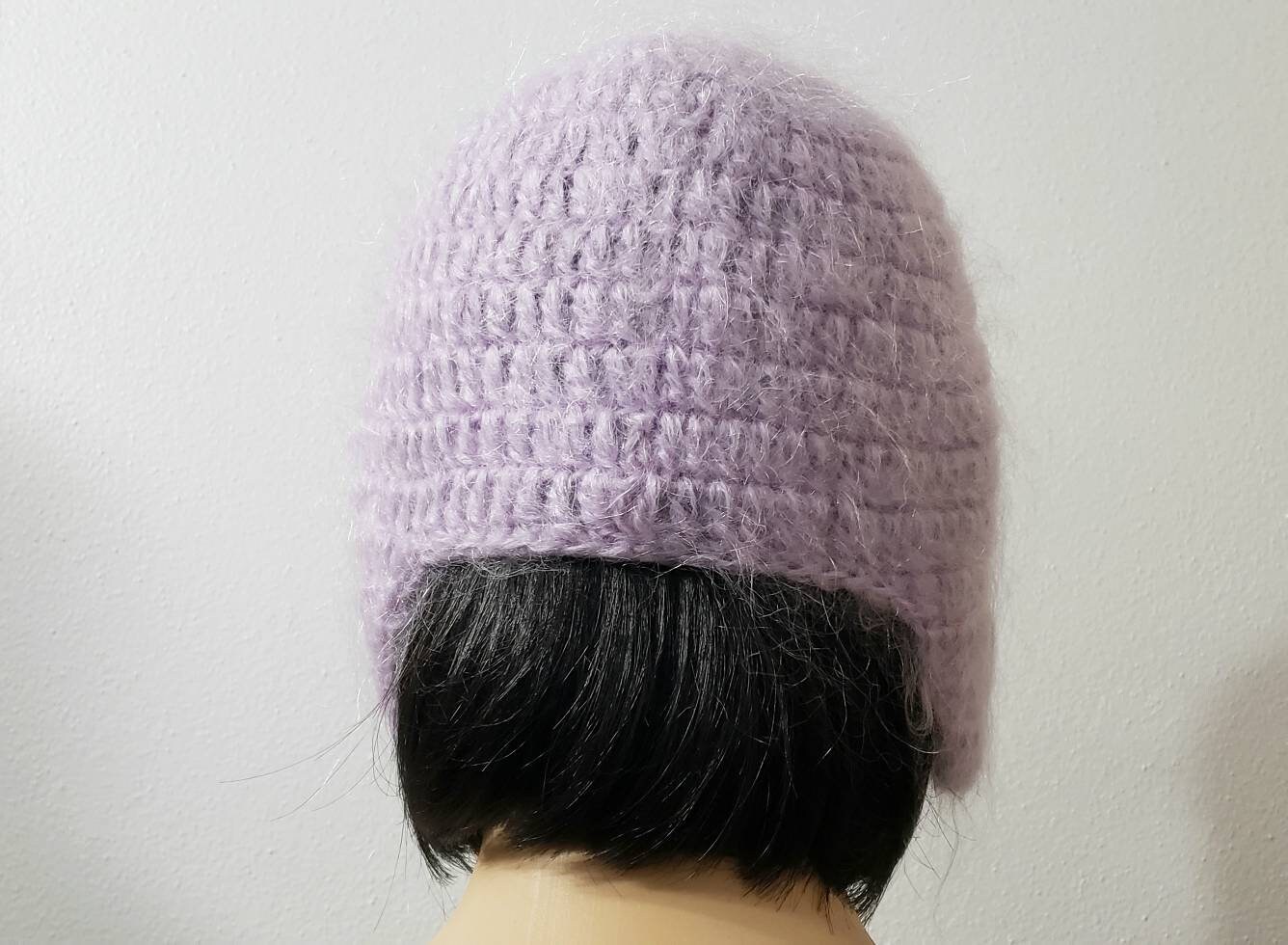 JACQUELINE LAMONT New York Vintage Granny Chic Knit‎ Cream Blue Ear Muff Hat O/S Chunky Crochet Ear Flap Hat, Crochet Hat, Womens Hat Mens  main image 2