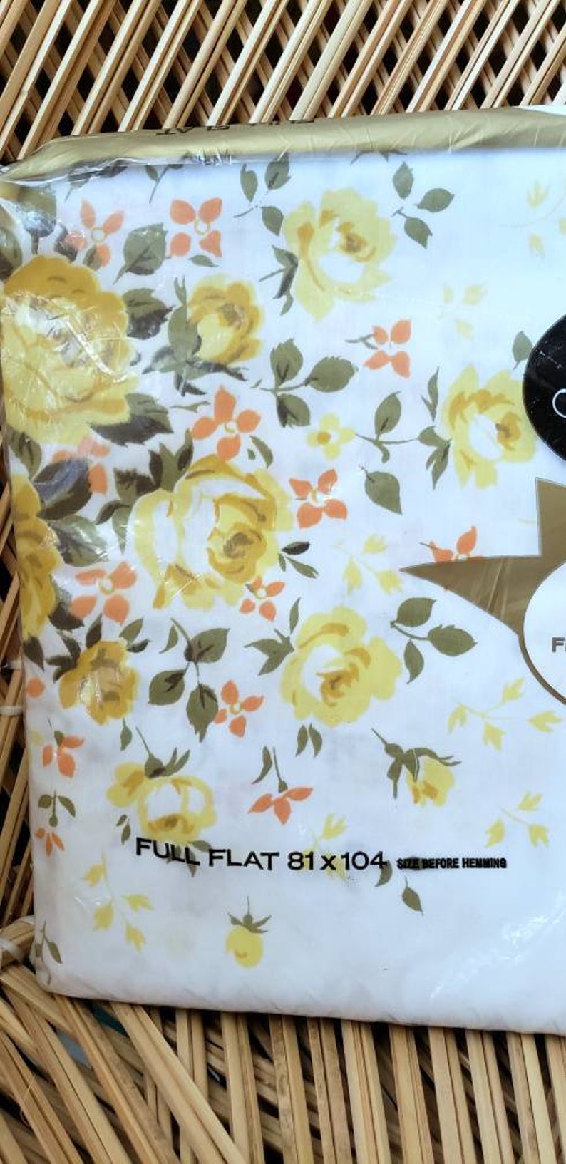 60s Yellow Rose Delight Full Flat Sheet by Fieldcrest Still Etsy