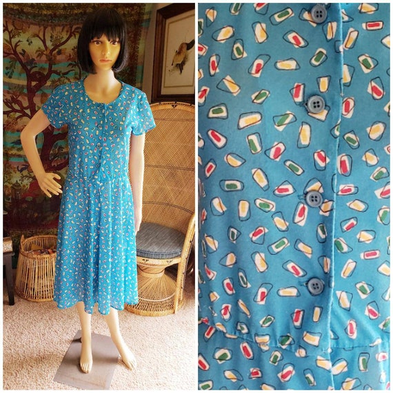 CLEARANCE DRESS 80's Aqua Blue Summer Dress by Avon | Etsy