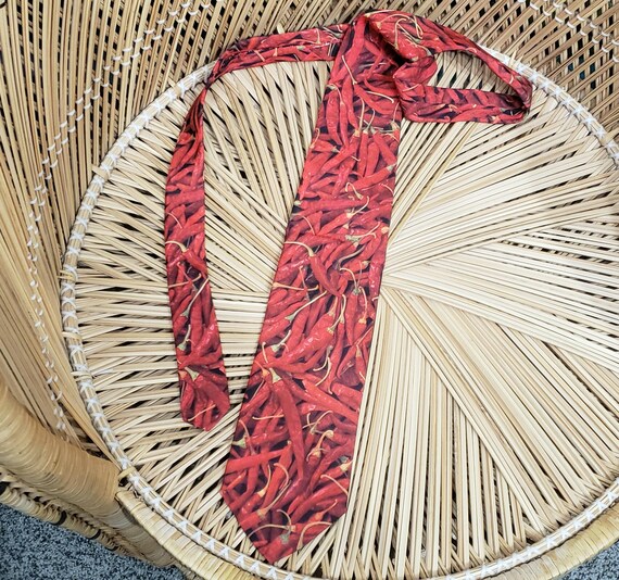 1996 Just Food Chili Peppers Necktie By Ralph Marlin