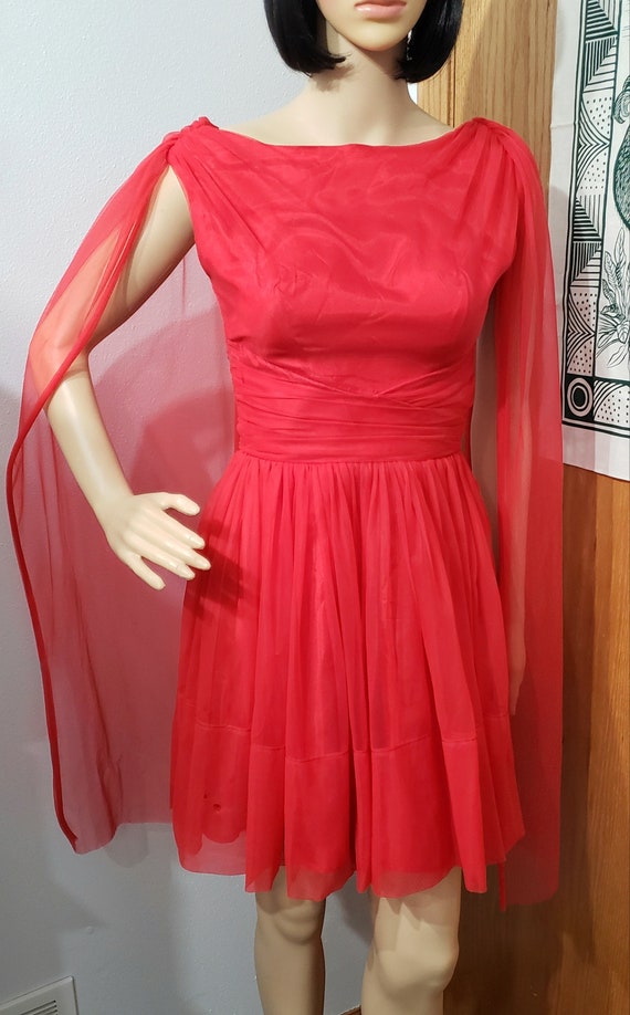 AS IS 50s Red Cape Dress, SM