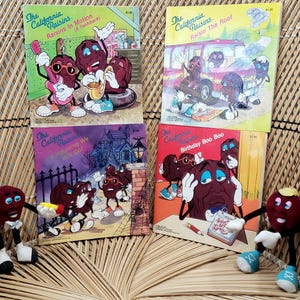 1988 The California Raisins Set of 4 Books & 2 Dolls