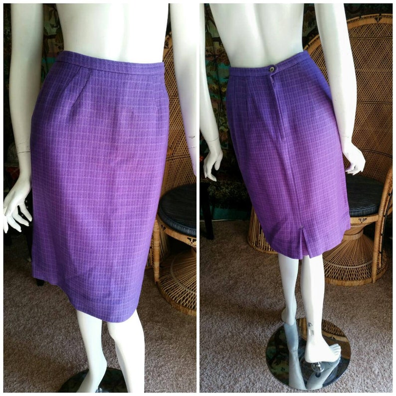 Purple Wool Blend Pencil Skirt Purple Skirt CLEARANCE 60s Purple Pencil Skirt Vintage Skirt SM Handmade Vintage Pencil Skirt