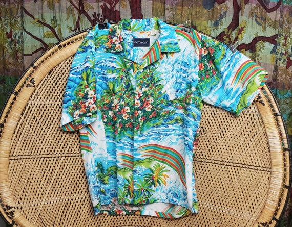 90s Rainbow Hawaiian Shirt By Network - image 1