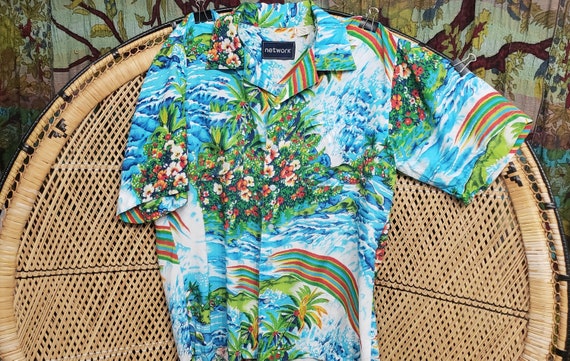 90s Rainbow Hawaiian Shirt By Network - image 3