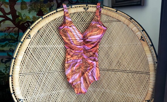 70s Ruched Swimsuit, Orange Caramel & Violet Swims