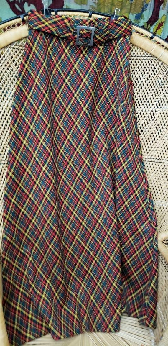 60s Plaid Maxi Skirt With Matching Belt by Junior House SM | Etsy