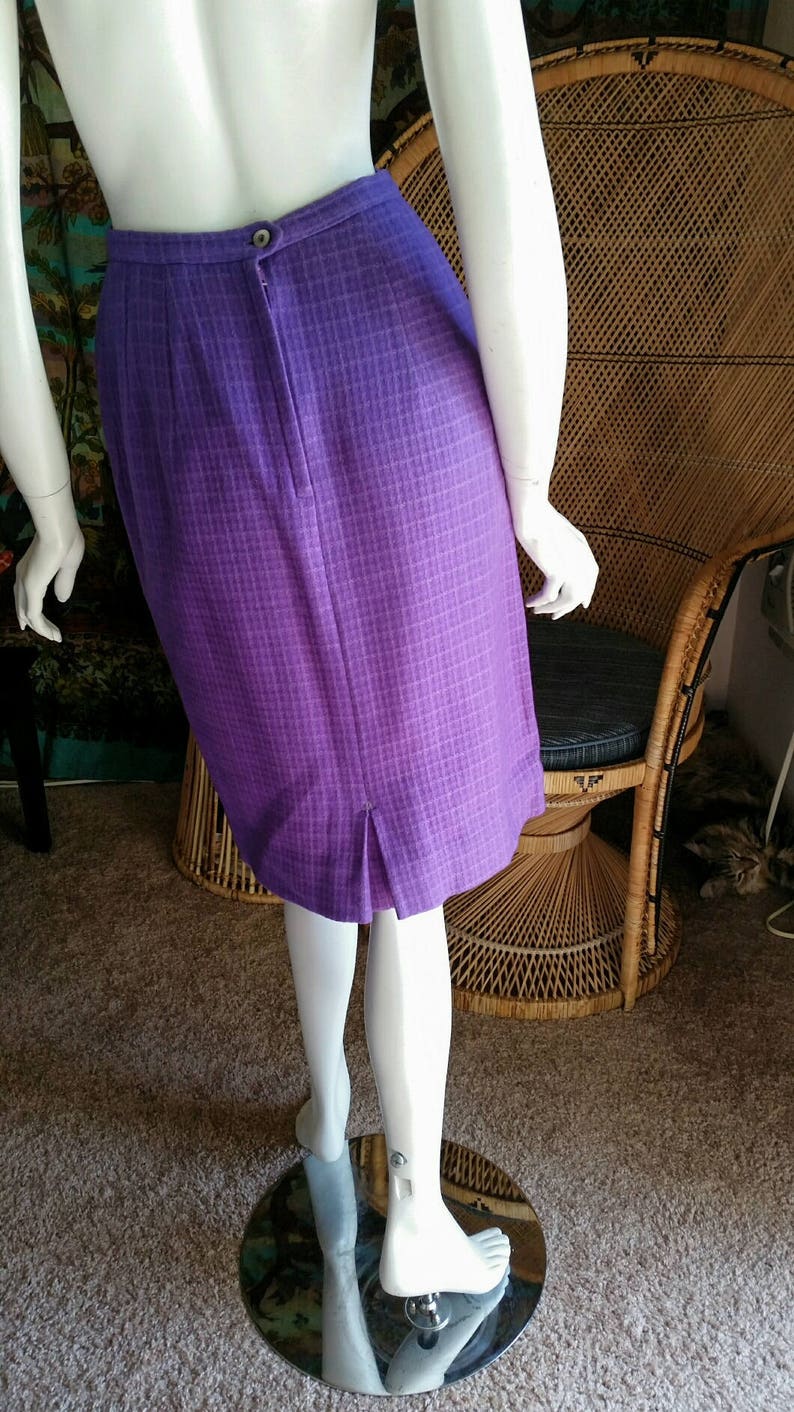 Purple Wool Blend Pencil Skirt Purple Skirt CLEARANCE 60s Purple Pencil Skirt Vintage Skirt SM Handmade Vintage Pencil Skirt