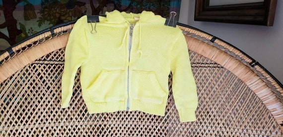 50s Baby Yellow Knit Sweater, Baby Yellow Cardigan