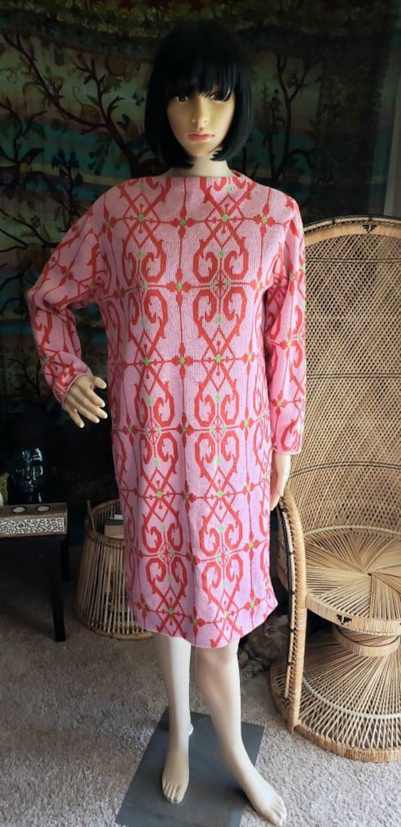 60's Pink Sweater Dress By Foxwood, Vintage Sweate