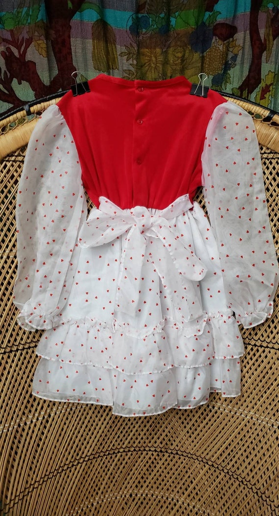 70s Red Hearts Dress By Jill Lynn, Girls 6 - image 6