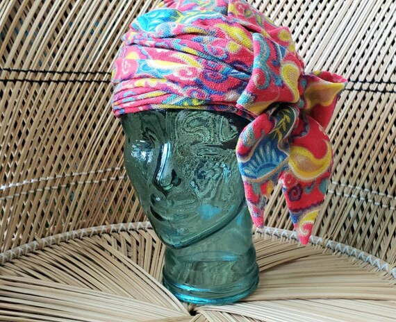 60s Gimbels Neon Hat, Vintage Neon Hat, Turban Hat