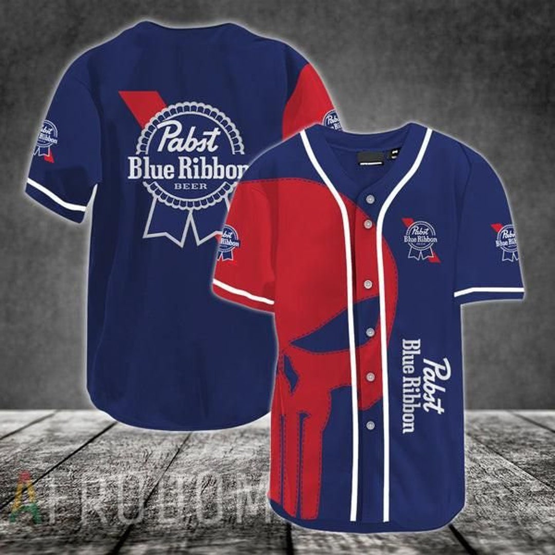 Red Skull Pabst Blue Ribbon Baseball Jersey Etsy