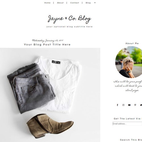Blogger Template Black and White Blog Template Mobile Etsy
