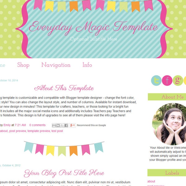 Teacher Blogger Template - Blog Template for Teachers - Everyday Magic