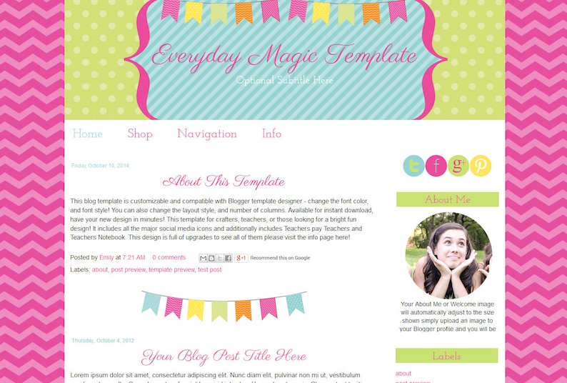 Teacher Blogger Template Blog Template for Teachers Etsy