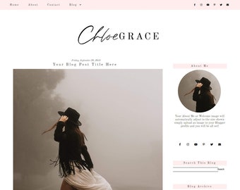 Pink Blogger Theme - Feminine Blog Template - Mobile Responsive Blogger Template - Simple Blogger Template - Instant Download