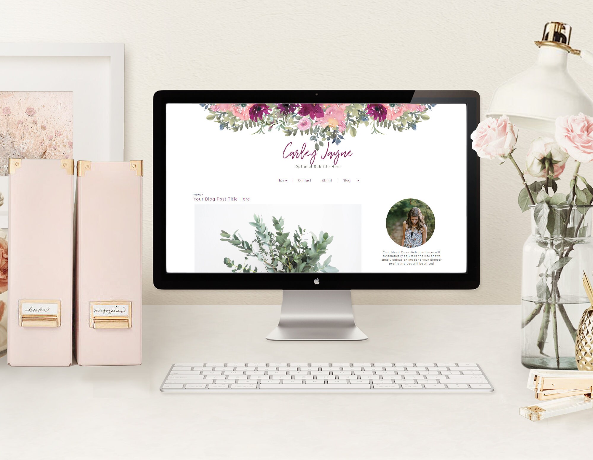 Pink Blog Emplae Flower Blogger Theme - Pink Blog Template - Mobile Responsive Blogger ...